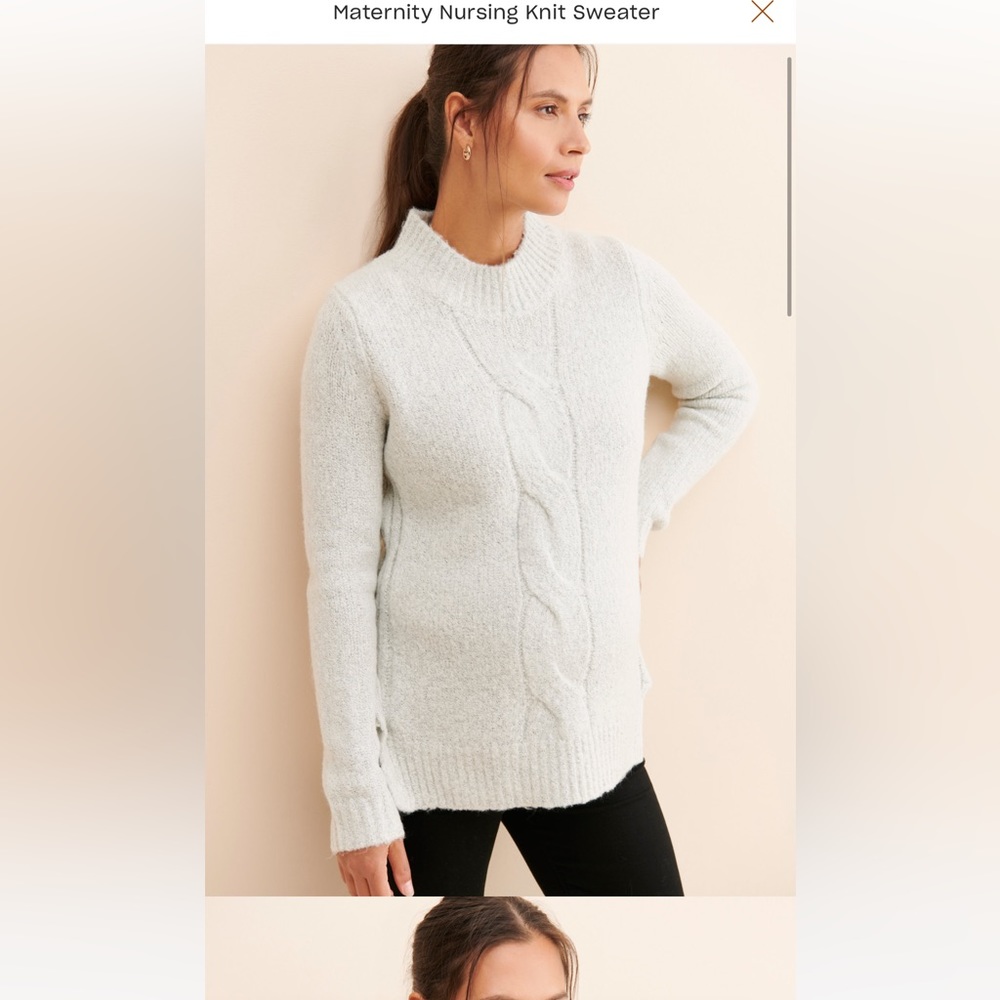 RIPE brand maternity nursing sweater - light grey/neutral - size small/medium